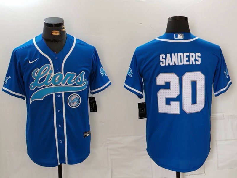 Men Detroit Lions #20 Sanders Blue Second generation joint name 2024 Nike Limited NFL Jersey style 8152